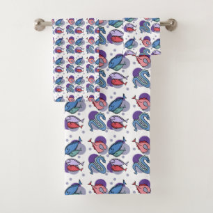 Fish bath towel set