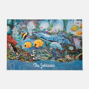 Fish Beach Aqua Theme Custom Doormat