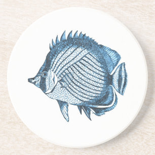 Fish beach nautical ocean coastal sea blue coaster