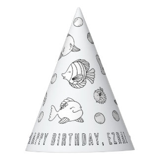 Fish Birthday Party - Colour Your Own Party Hat