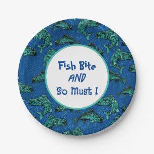 Fish Bite Walleye Fishing Paper Plate