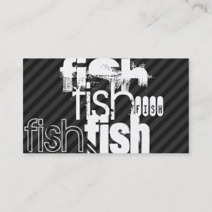 Fish; Black & Dark Grey Stripes Business Card