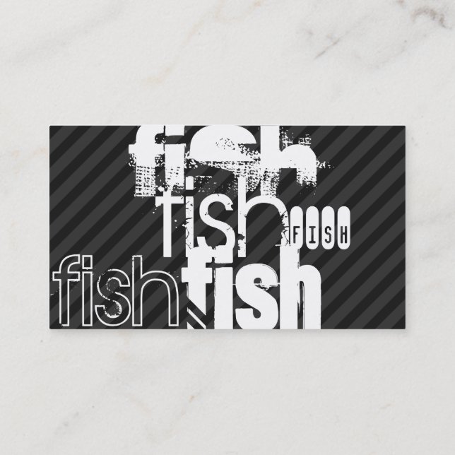 Fish; Black & Dark Grey Stripes Business Card (Back)