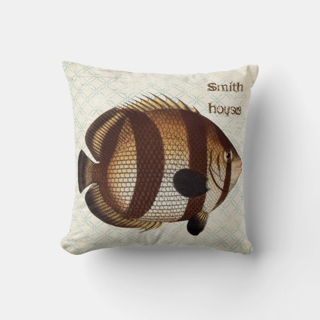 Fish Blue Water Square Throw Pillow (Front)