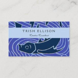 Fish Bold Swimming Ocean Blue Fishing Business Card