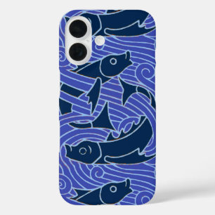 Fish Bold Swimming Ocean Blue Fishing iPhone 16 Case