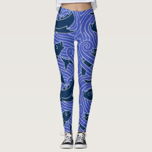 Fish Bold Swimming Ocean Blue Fishing Leggings