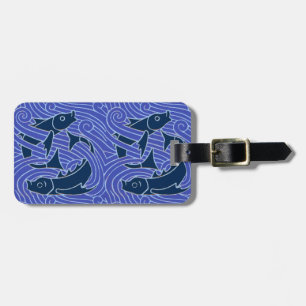 Fish Bold Swimming Ocean Blue Fishing Luggage Tag