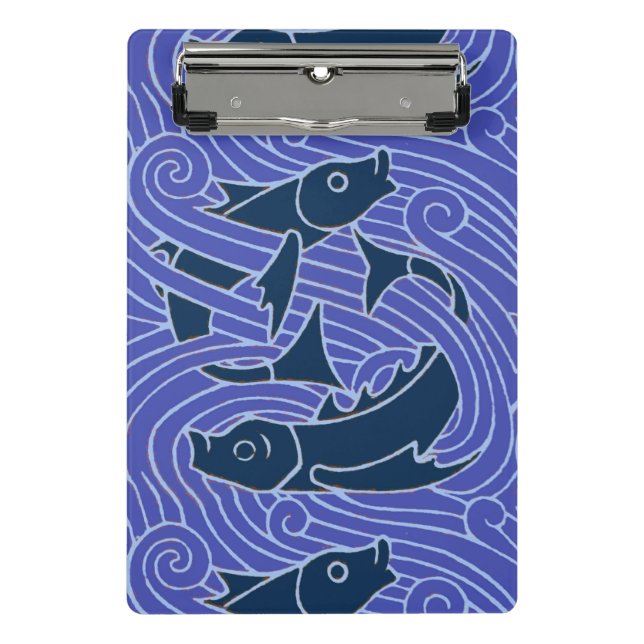 Fish Bold Swimming Ocean Blue Fishing Mini Clipboard (Front)