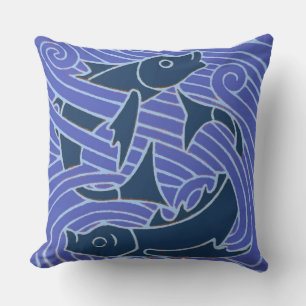 Fish Bold Swimming Ocean Blue Fishing Outdoor Cushion