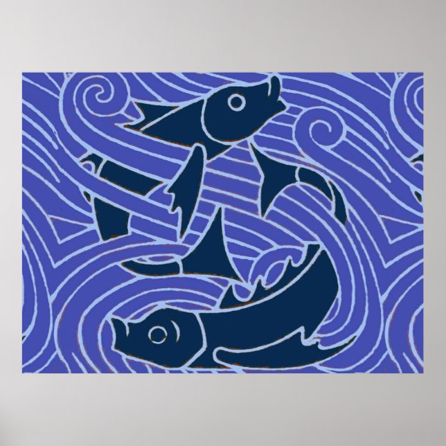 Fish Bold Swimming Ocean Blue Fishing Poster (Front)