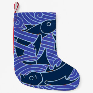 Fish Bold Swimming Ocean Blue Fishing Small Christmas Stocking