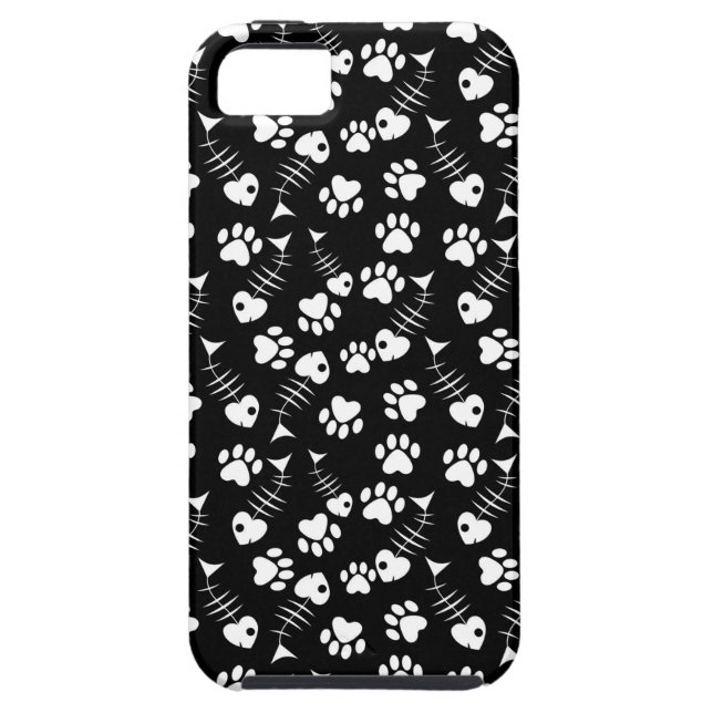 fish bone cat print pattern Case-Mate iPhone case (Back)