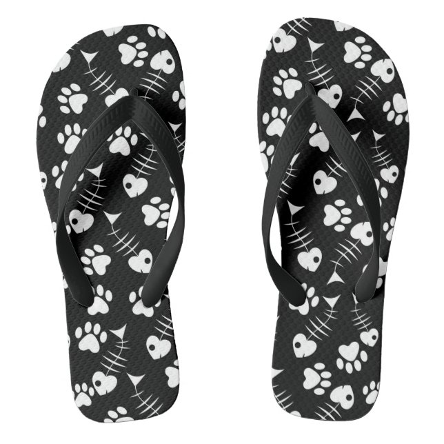 fish bone cat print pattern jandals (Footbed)