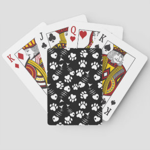 fish bone cat print pattern playing cards