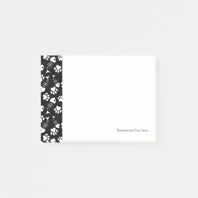 fish bone cat print pattern post-it notes (Front)