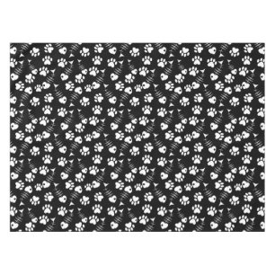 fish bone cat print pattern tablecloth