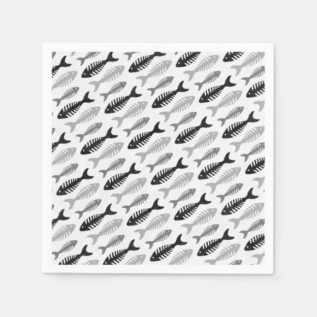 Fish Bone Soup Retro Pattern Napkin (Front)