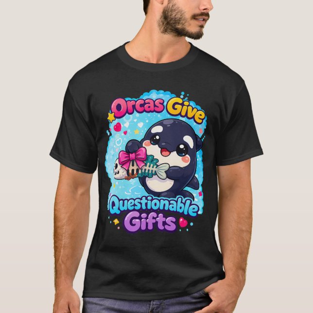 Fish Bones- Orcas Give Questionable Gifts! T-Shirt (Front)