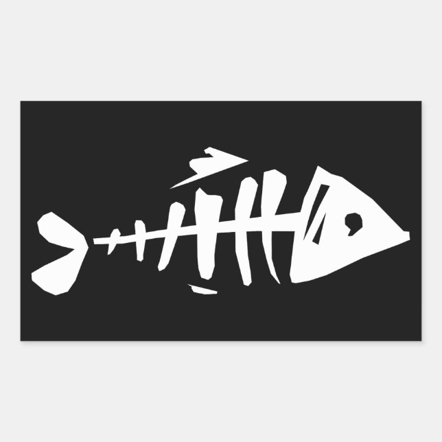 Fish Bones Rectangular Sticker (Front)