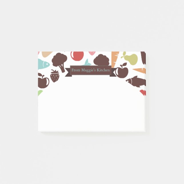 Fish bread fruit vegetable food chef catering post-it notes (Front)