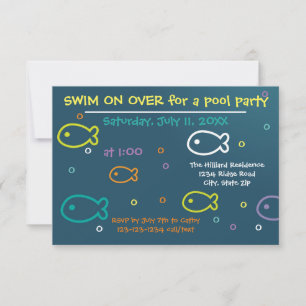 Fish & Bubbles - 3x5 Pool Party Invitation