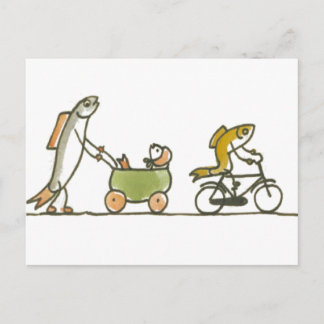 Fish Buggy and Bike Postcard