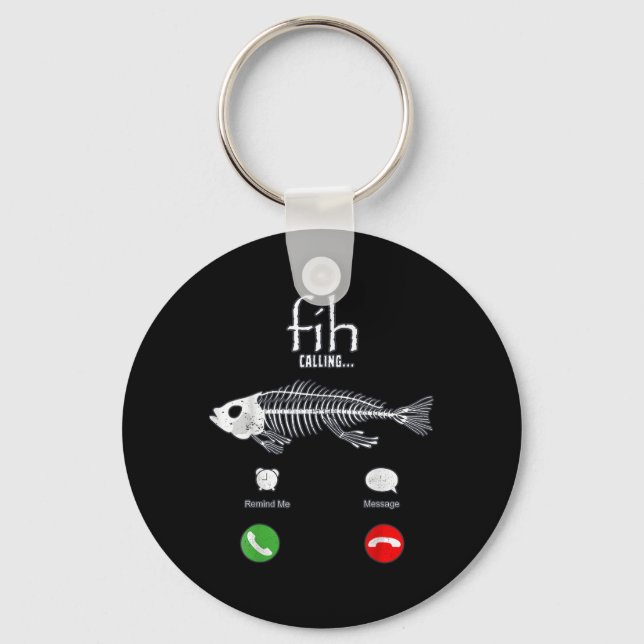Fish Calling Halloween Funny Fishing Mens Fish Mem Key Ring (Front)