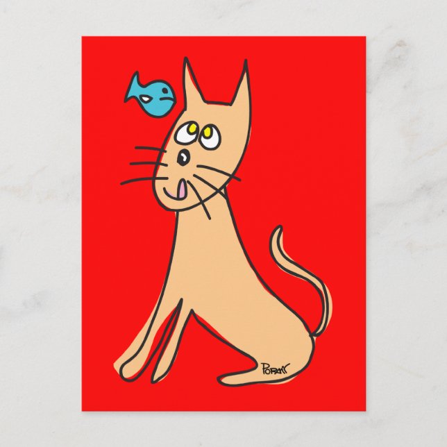 Fish & Cat Postcard (Front)