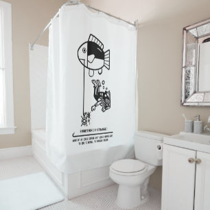 Fish catch humans shower curtain