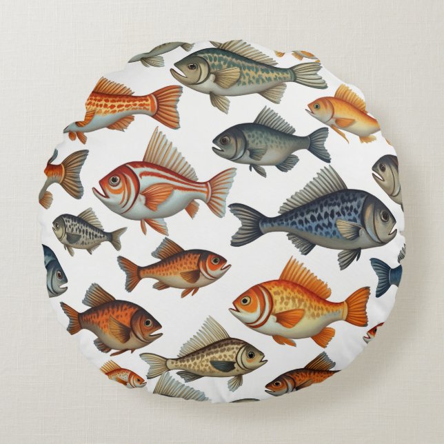 fish character round cushion (Front)