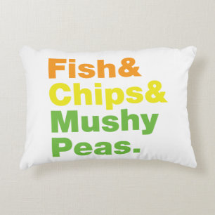 Fish & Chips & Mushy Peas. Decorative Cushion