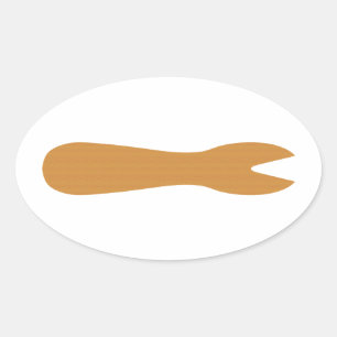 Fish & Chips Shop Wooden Fork Oval Sticker