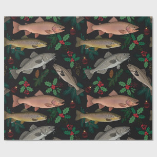 Fish Christmas – Black Fishing Wrapping Paper