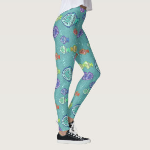 Fish clip art pattern coloured leggings