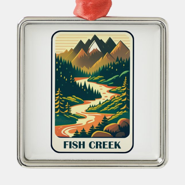 Fish Creek Oregon Colours Metal Tree Decoration (Front)