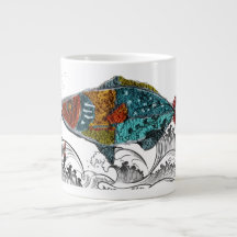 fish design mug/needle punch design/elements
