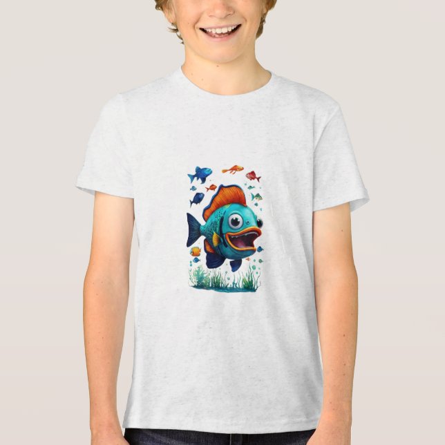 Fish Design T-Shirt Tri-Blend Shirt (Front)
