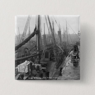 Fish docks, Grimsby, early 20th century 15 Cm Square Badge