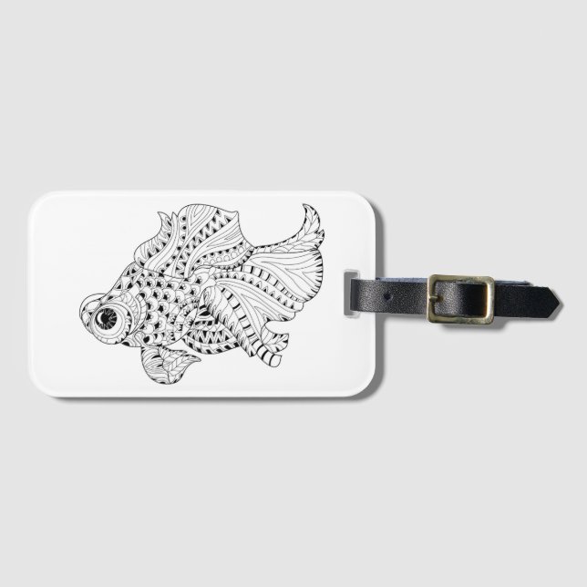 Fish Doodle Luggage Tag (Front Horizontal)