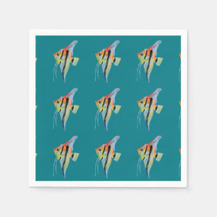 Fish Drawing  Cocktail Paper Napkins