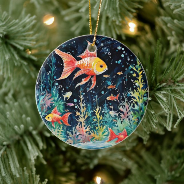 Fish Dreamland, aquarium perfection, Ceramic Tree Decoration (Tree)