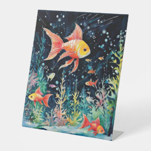 Fish Dreamland, aquarium perfection, Pedestal Sign