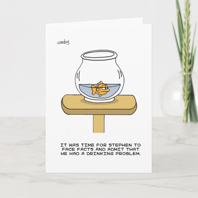 Fish Drinking - Happy Birthday Card (Front)