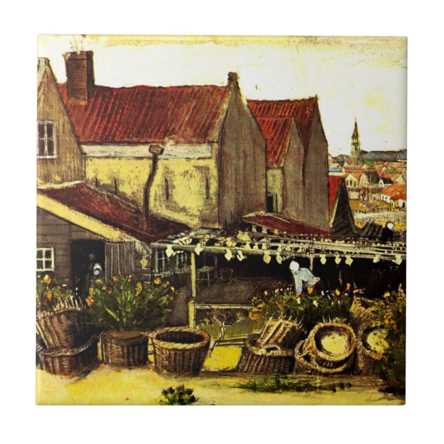 Fish Drying Barn by Vincent van Gogh Tile (Front)