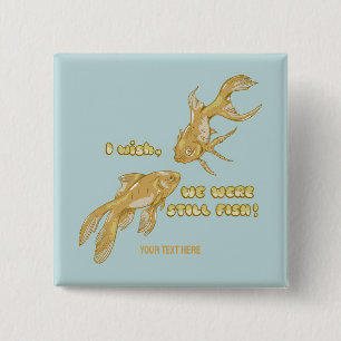 Fish evolution funny goldfish 15 cm square badge
