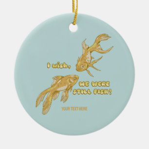 Fish evolution funny goldfish ceramic tree decoration