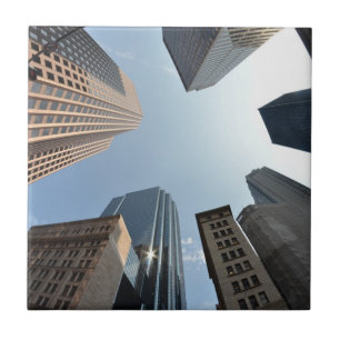 Fish-eye lens of building, Boston, US Tile