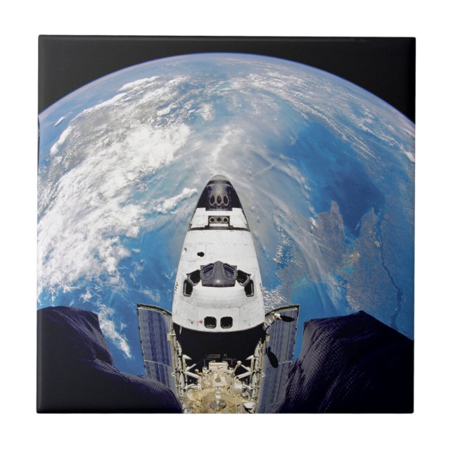 Fish Eye View Space Shuttle Atlantis Earth Orbit Tile (Front)
