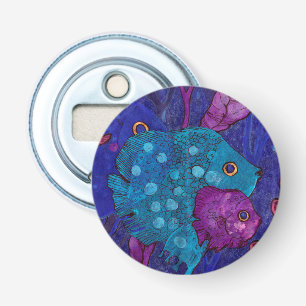 Fish Family, Underwater, Blue & Purple Bottle Opener
